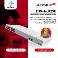 Huawei S110-16LP2SR Unmanaged Switch - 16 Ports Gigabit PoE - 2 SFP Garansi Resmi 3 tahun